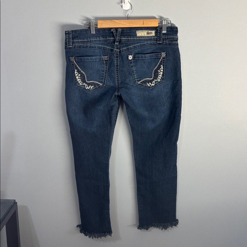Candie's Jeans Women's Size 11 Blue Embroidered Ripped‎ Frayed-hem * see note